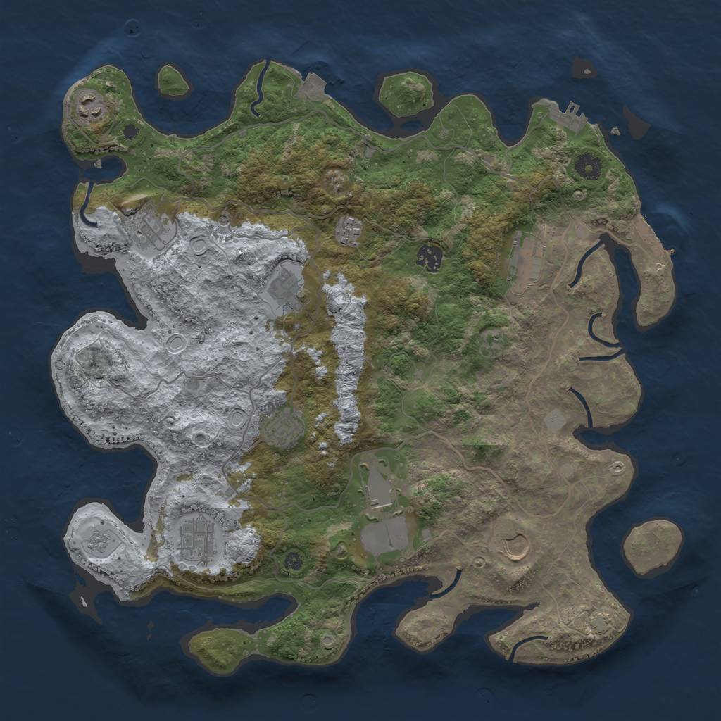 Rust Map: Procedural Map, Size: 4000, Seed: 12191969, 18 Monuments