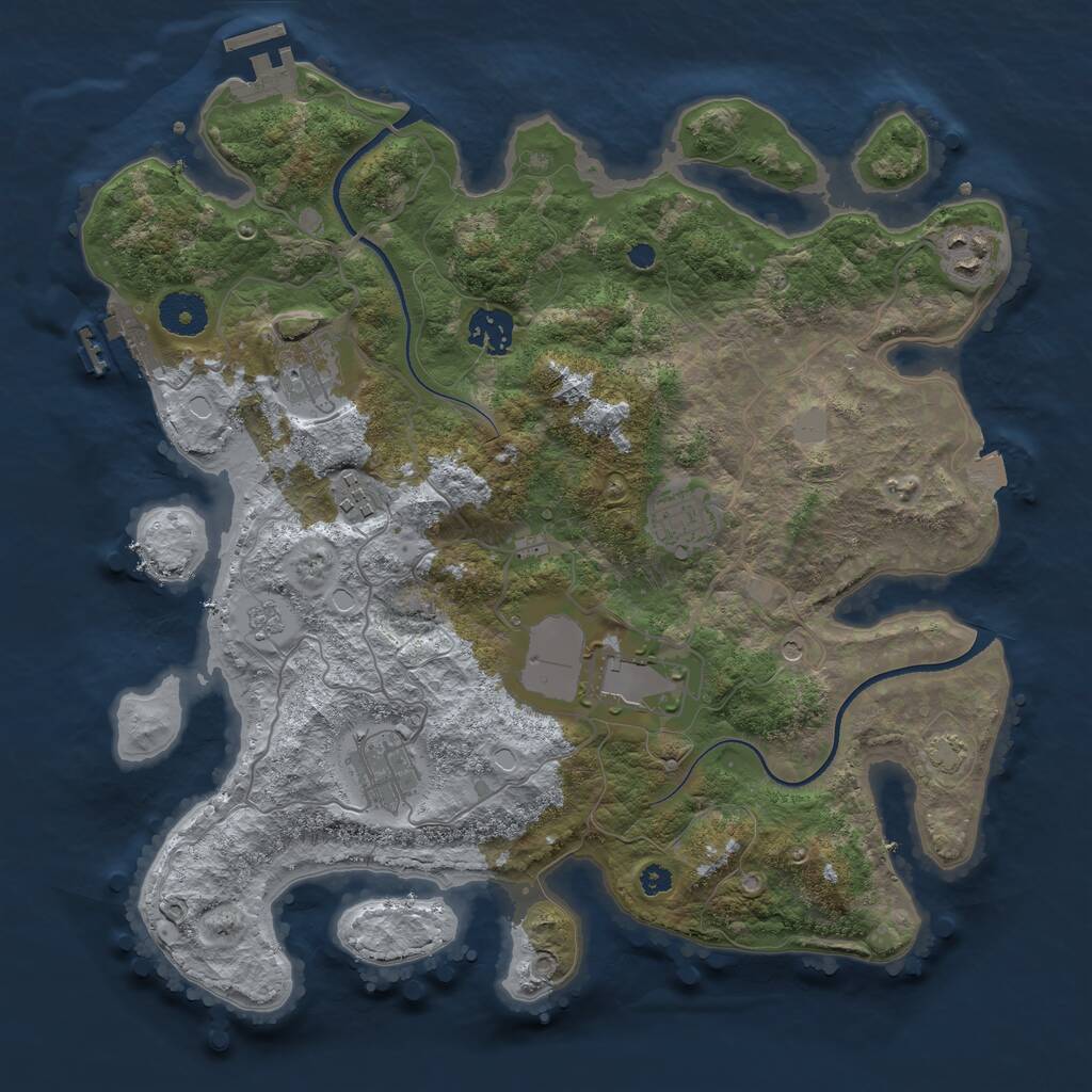 Rust Map: Procedural Map, Size: 3500, Seed: 41811460, 13 Monuments