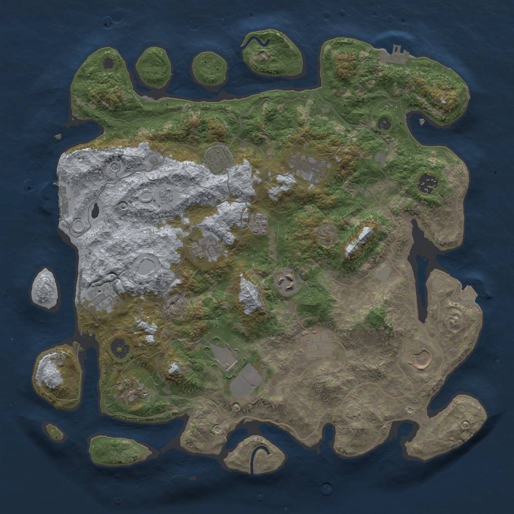 Rust Map: Procedural Map, Size: 4000, Seed: 129513619, 19 Monuments