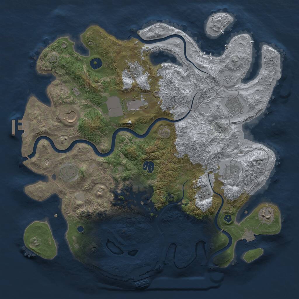 Rust Map: Procedural Map, Size: 3850, Seed: 81408830, 16 Monuments