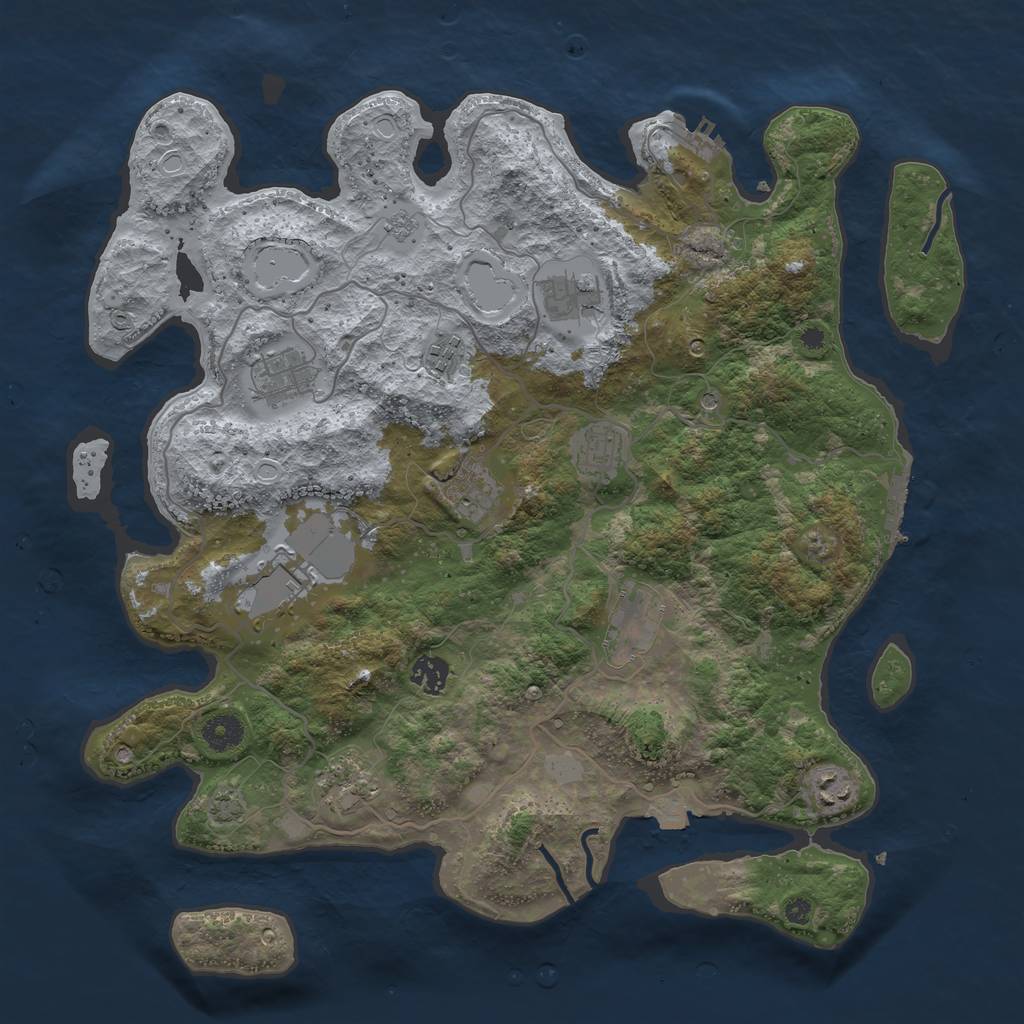 Rust Map: Procedural Map, Size: 4000, Seed: 599845323, 18 Monuments
