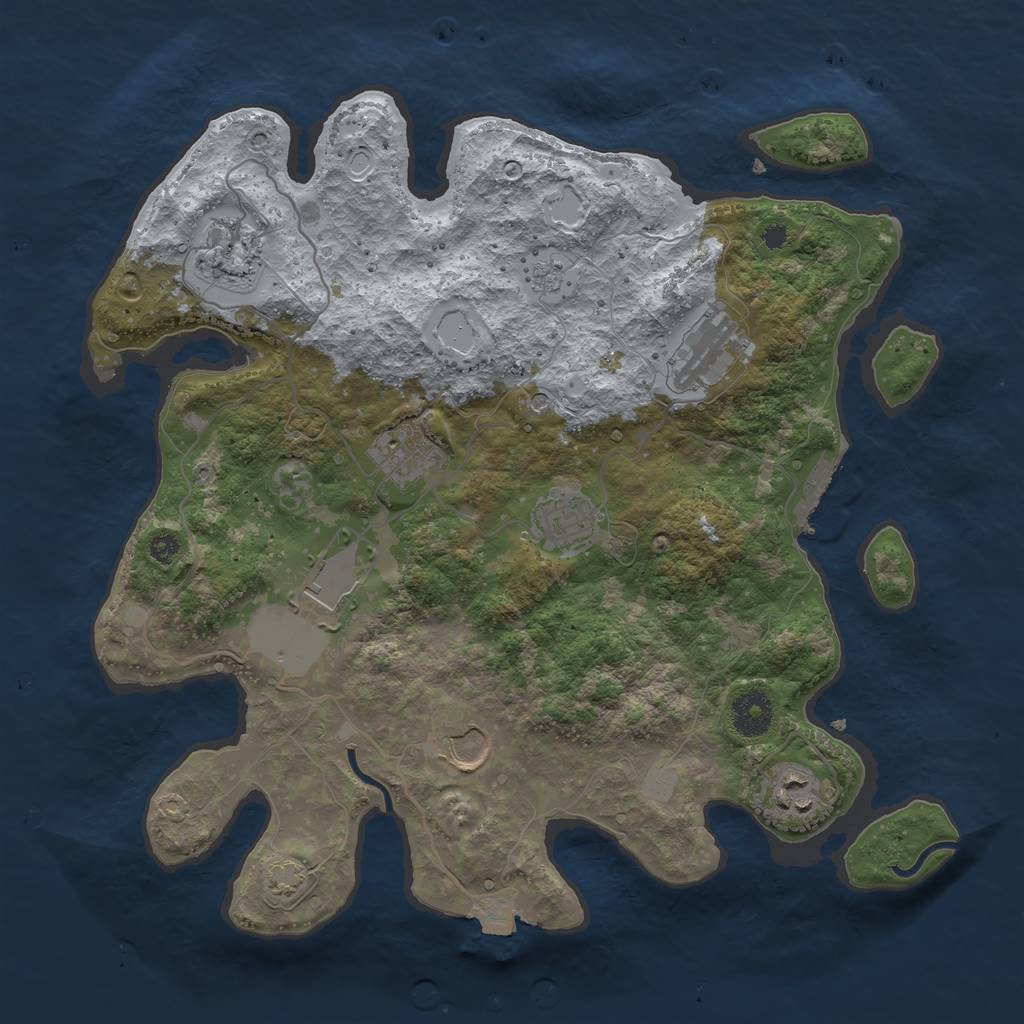 Rust Map: Procedural Map, Size: 3500, Seed: 28231052, 14 Monuments
