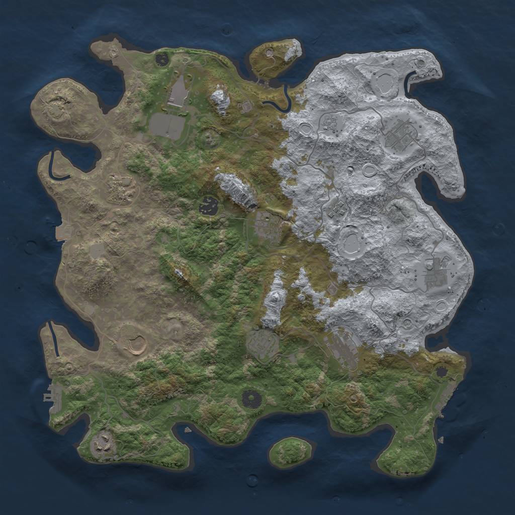 Rust Map: Procedural Map, Size: 3950, Seed: 98791384, 19 Monuments