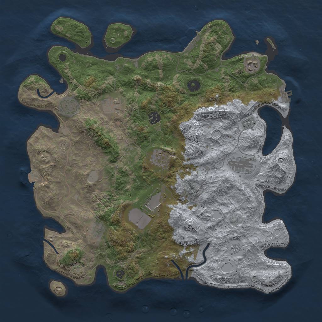Rust Map: Procedural Map, Size: 3850, Seed: 25345136, 17 Monuments