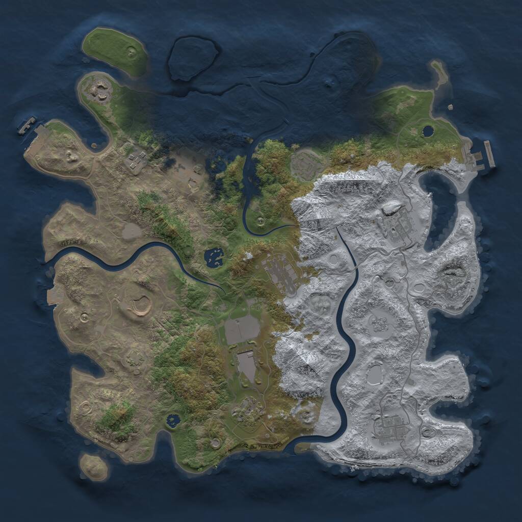 Rust Map: Procedural Map, Size: 3850, Seed: 25345136, 17 Monuments