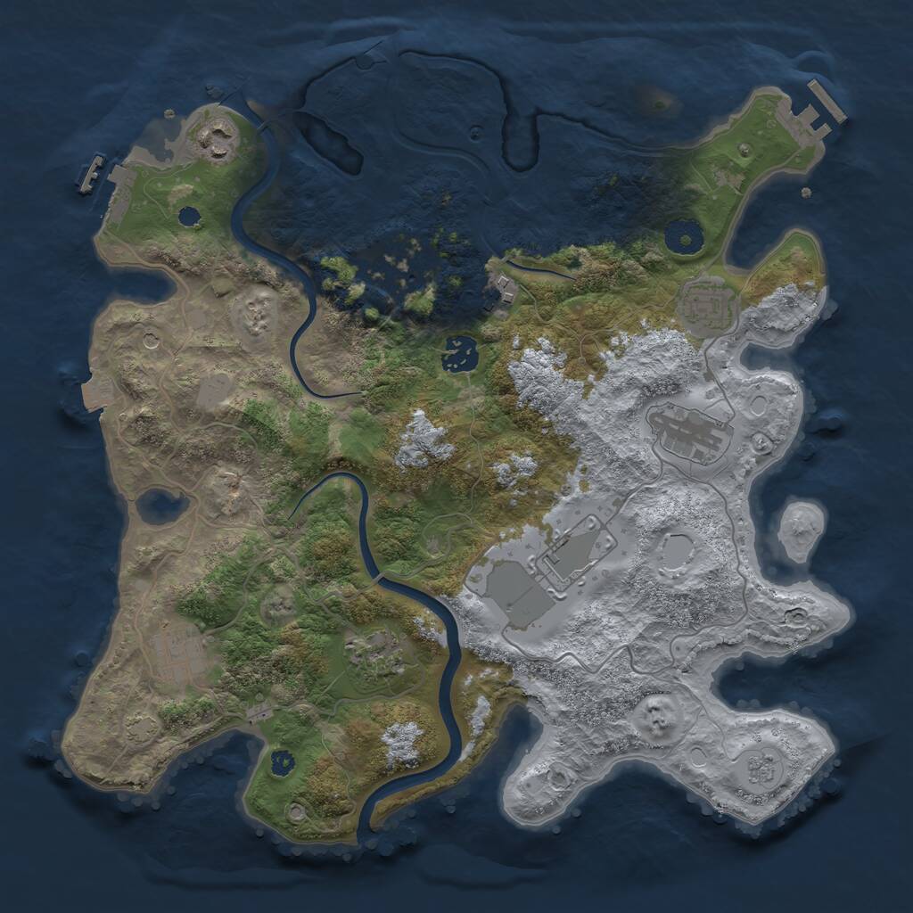 Rust Map: Procedural Map, Size: 3600, Seed: 12305133, 15 Monuments