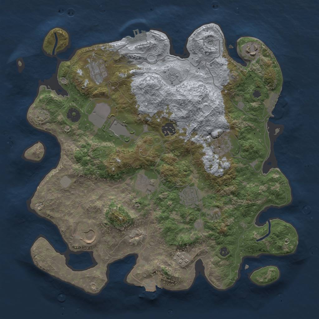 Rust Map: Procedural Map, Size: 3500, Seed: 1122988842, 17 Monuments