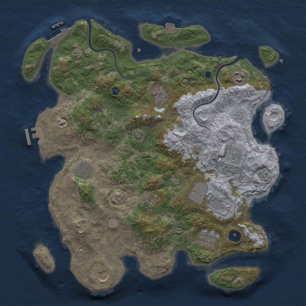 Rust Map: Procedural Map, Size: 3800, Seed: 29054772, 15 Monuments