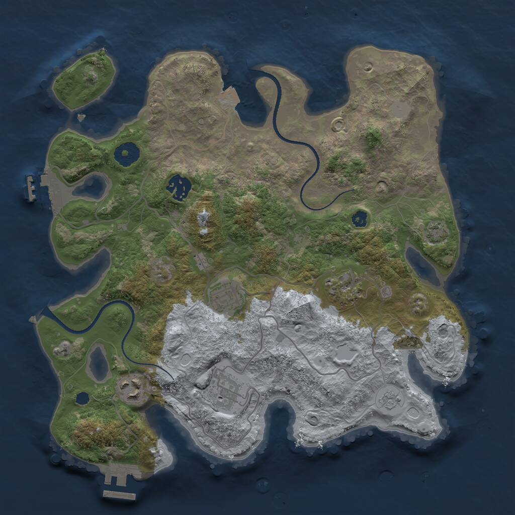Rust Map: Procedural Map, Size: 3200, Seed: 665683233, 10 Monuments