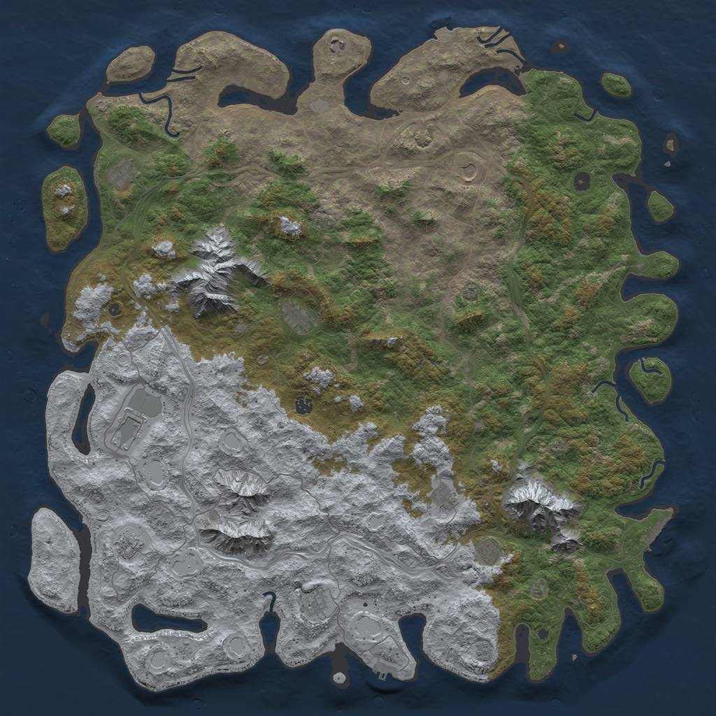 Rust Map: Procedural Map, Size: 6000, Seed: 1666661, 19 Monuments