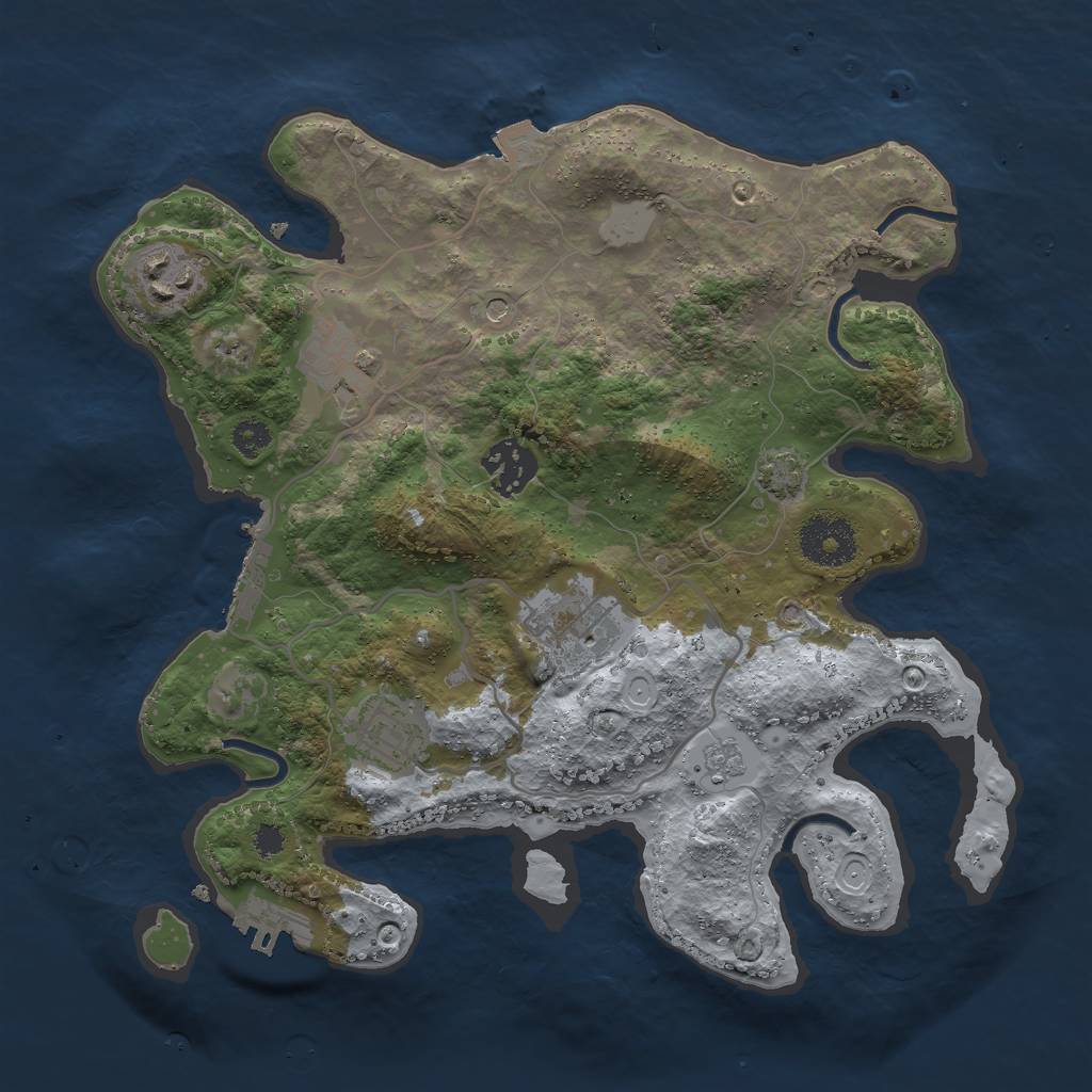 Rust Map: Procedural Map, Size: 3000, Seed: 52572, 13 Monuments