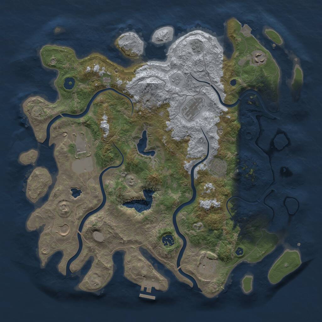 Rust Map: Procedural Map, Size: 4100, Seed: 58903776, 13 Monuments
