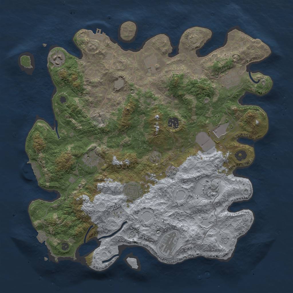 Rust Map: Procedural Map, Size: 3900, Seed: 5758325, 18 Monuments