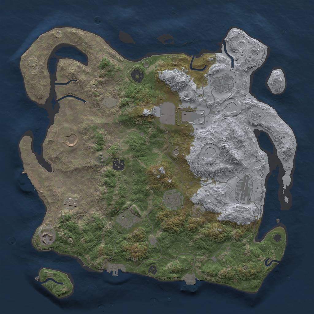 Rust Map: Procedural Map, Size: 3650, Seed: 7119225, 17 Monuments