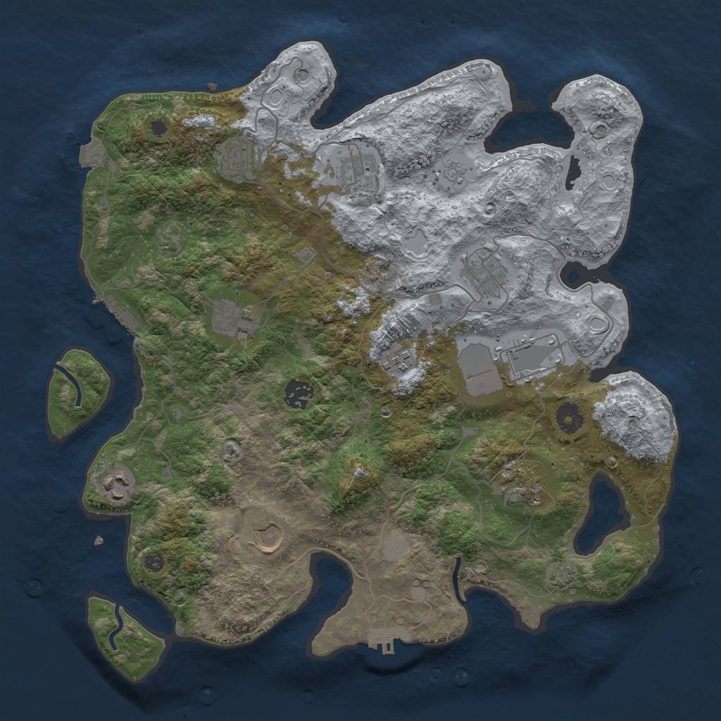 Rust Map: Procedural Map, Size: 3700, Seed: 64238354, 18 Monuments