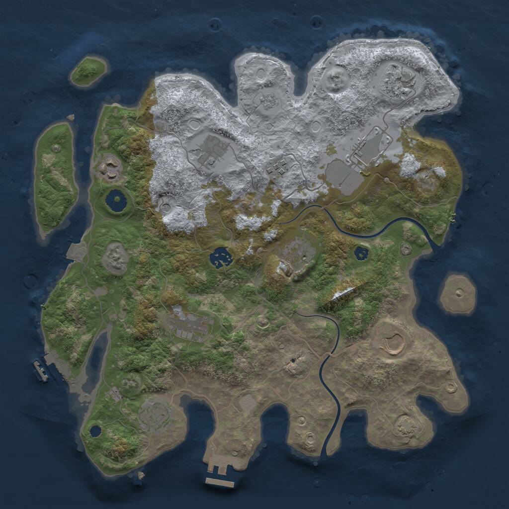 Rust Map: Procedural Map, Size: 3600, Seed: 10411, 16 Monuments