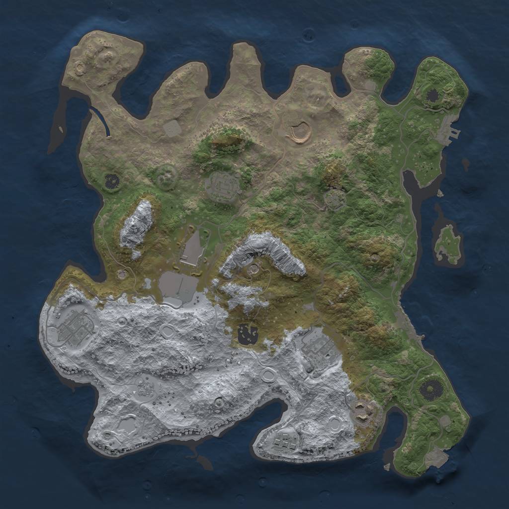Rust Map: Procedural Map, Size: 3500, Seed: 2091466857, 16 Monuments