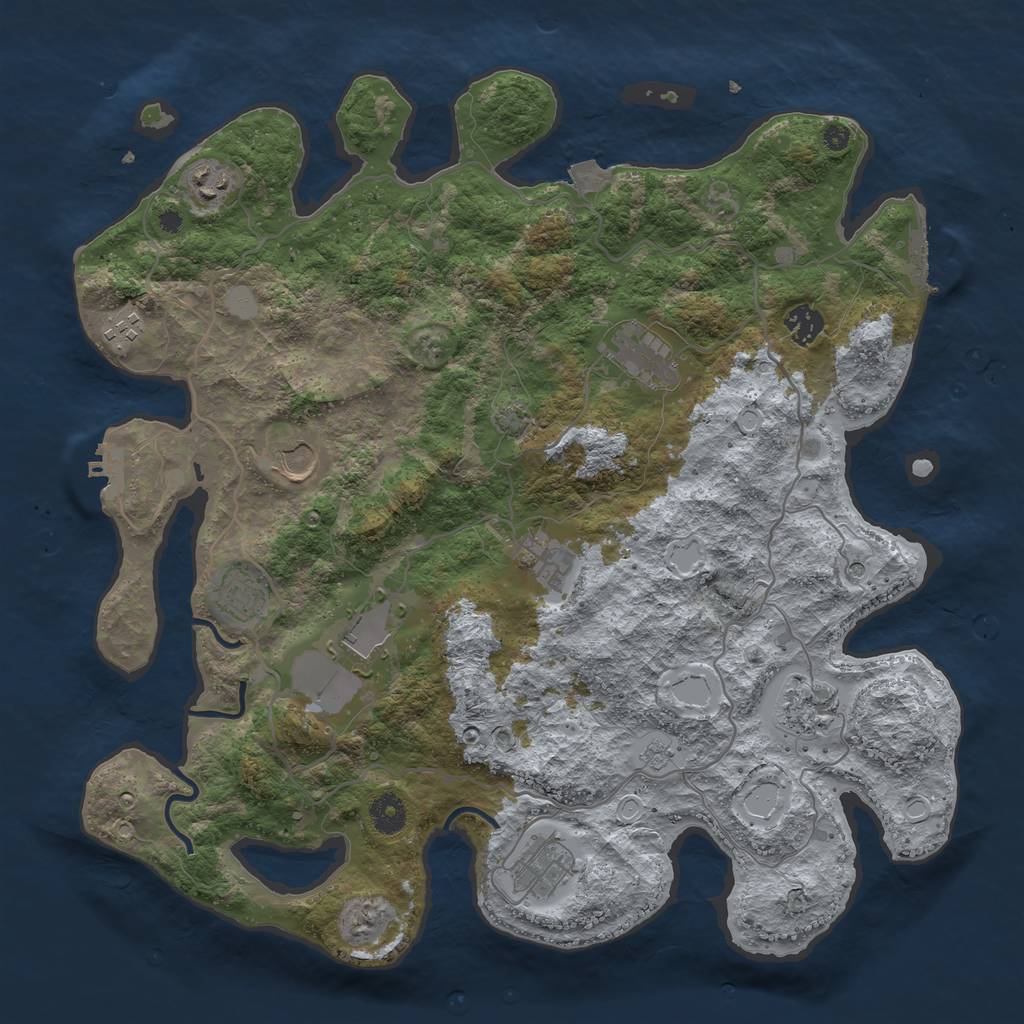 Rust Map: Procedural Map, Size: 4000, Seed: 1343840736, 18 Monuments