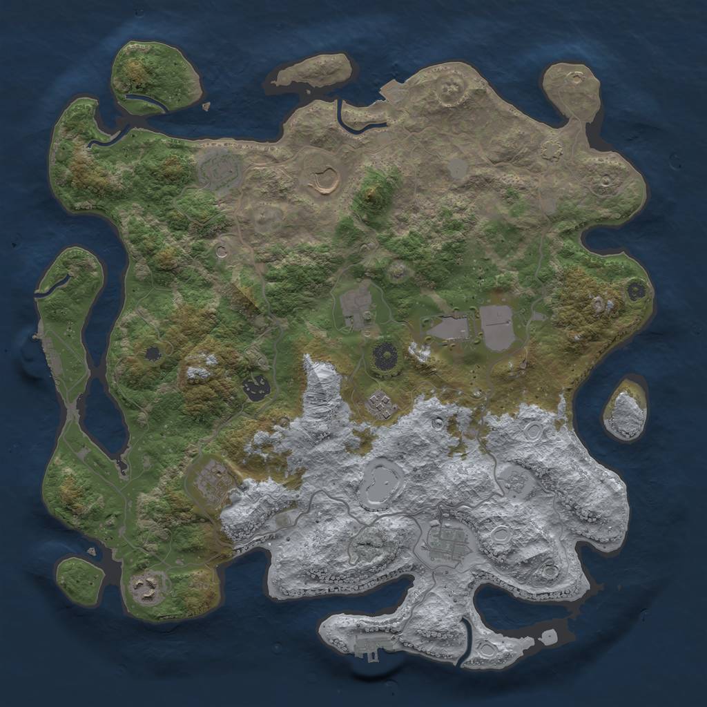 Rust Map: Procedural Map, Size: 4000, Seed: 574599298, 17 Monuments
