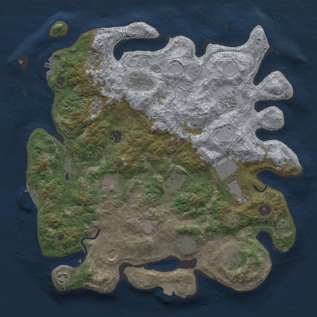 Rust Map: Procedural Map, Size: 3950, Seed: 83357335, 19 Monuments