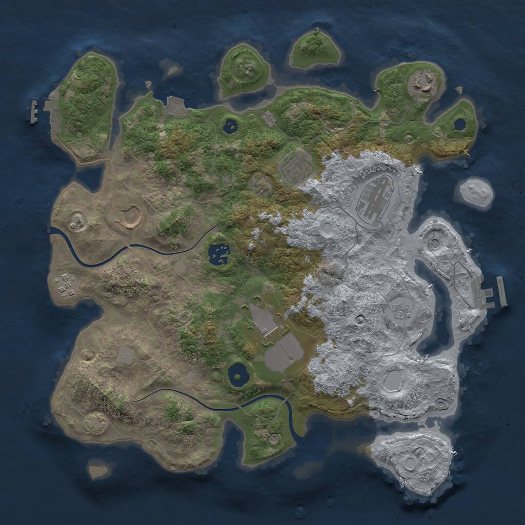 Rust Map: Procedural Map, Size: 3500, Seed: 112654127, 13 Monuments