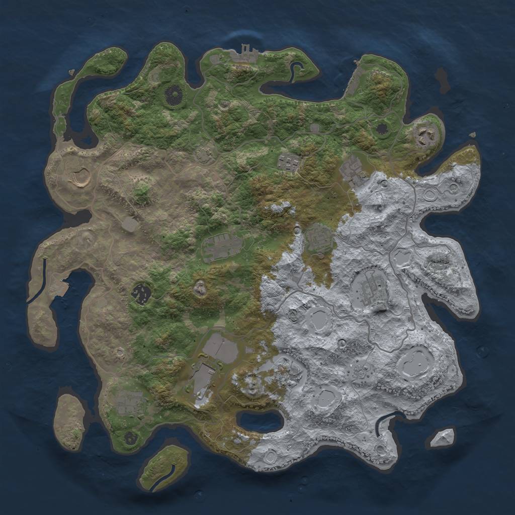 Rust Map: Procedural Map, Size: 4000, Seed: 1185747993, 19 Monuments