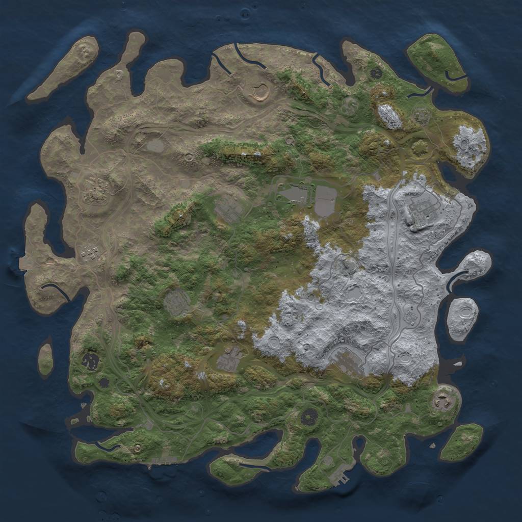 Rust Map: Procedural Map, Size: 4500, Seed: 1215, 19 Monuments