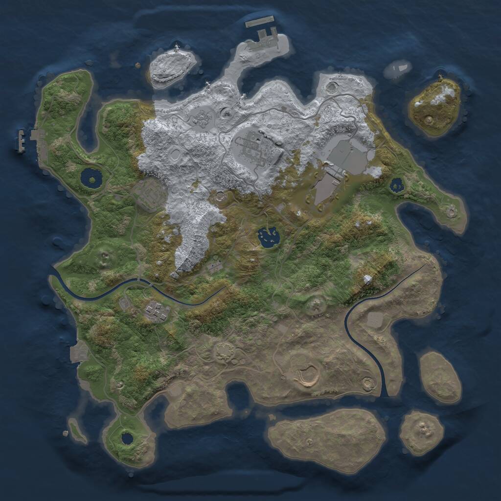 Rust Map: Procedural Map, Size: 3500, Seed: 14578, 12 Monuments