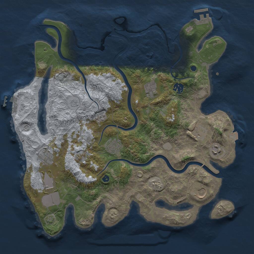 Rust Map: Procedural Map, Size: 3650, Seed: 93790420, 15 Monuments