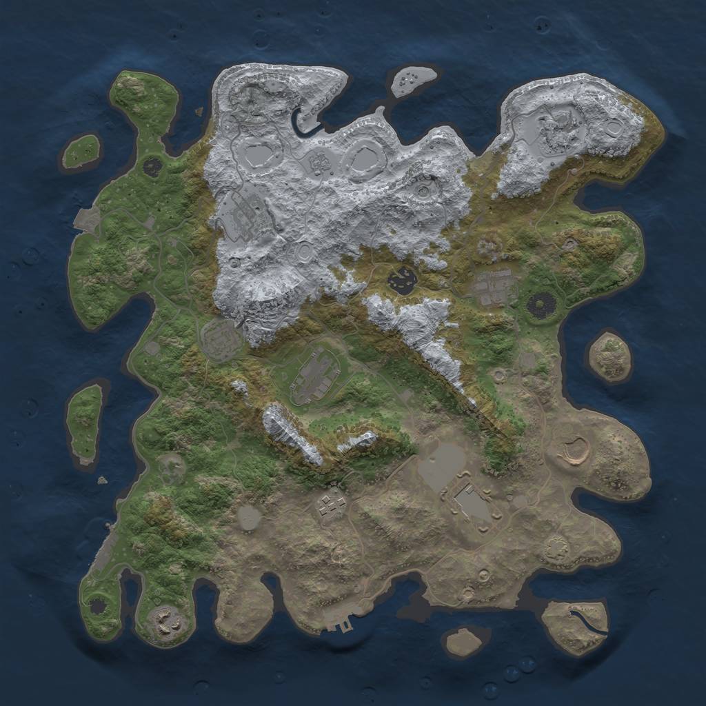 Rust Map: Procedural Map, Size: 3850, Seed: 46994334, 18 Monuments