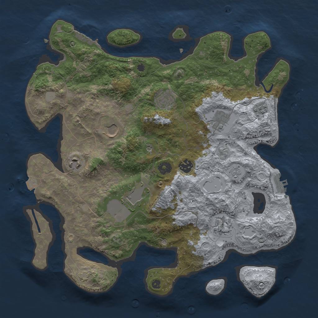 Rust Map: Procedural Map, Size: 3600, Seed: 11112539, 16 Monuments