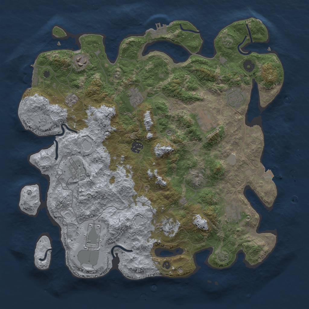 Rust Map: Procedural Map, Size: 3950, Seed: 98875861, 18 Monuments
