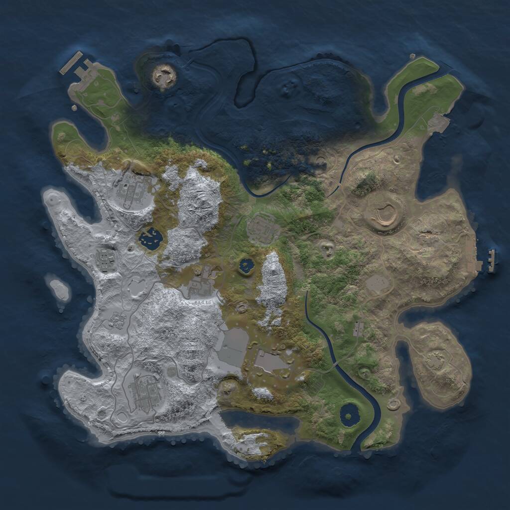 Rust Map: Procedural Map, Size: 3550, Seed: 2125881225, 15 Monuments