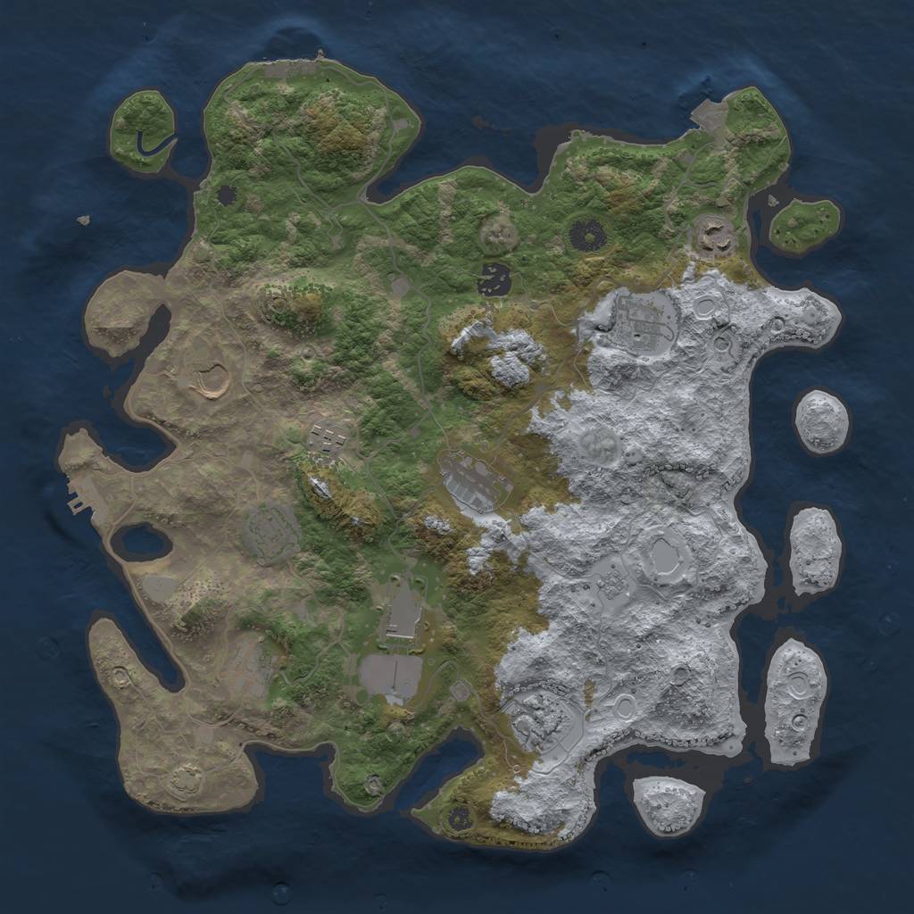 Rust Map: Procedural Map, Size: 3900, Seed: 10474576, 18 Monuments
