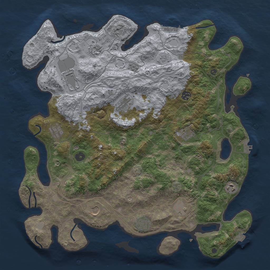 Rust Map: Procedural Map, Size: 4300, Seed: 22113671, 19 Monuments
