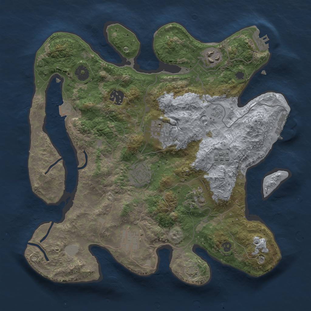 Rust Map: Procedural Map, Size: 3200, Seed: 3254675, 14 Monuments
