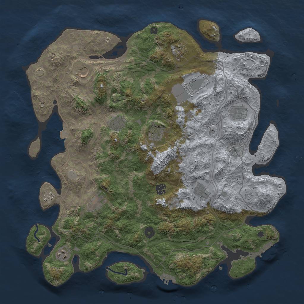 Rust Map: Procedural Map, Size: 4250, Seed: 73609767, 19 Monuments