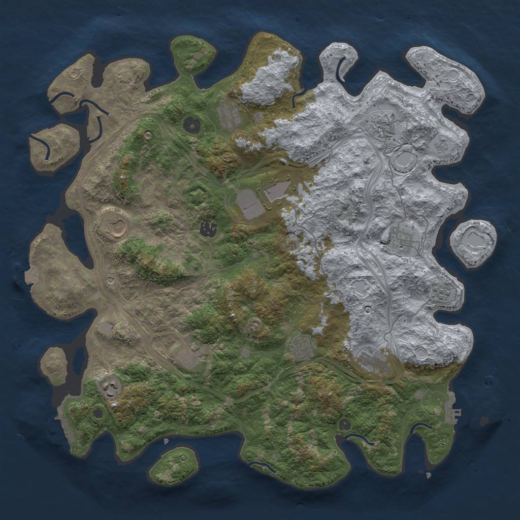 Rust Map: Procedural Map, Size: 4500, Seed: 427639191, 19 Monuments