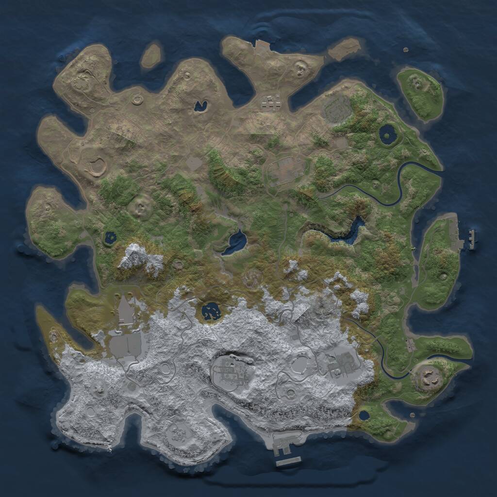 Rust Map: Procedural Map, Size: 4000, Seed: 74350050, 15 Monuments