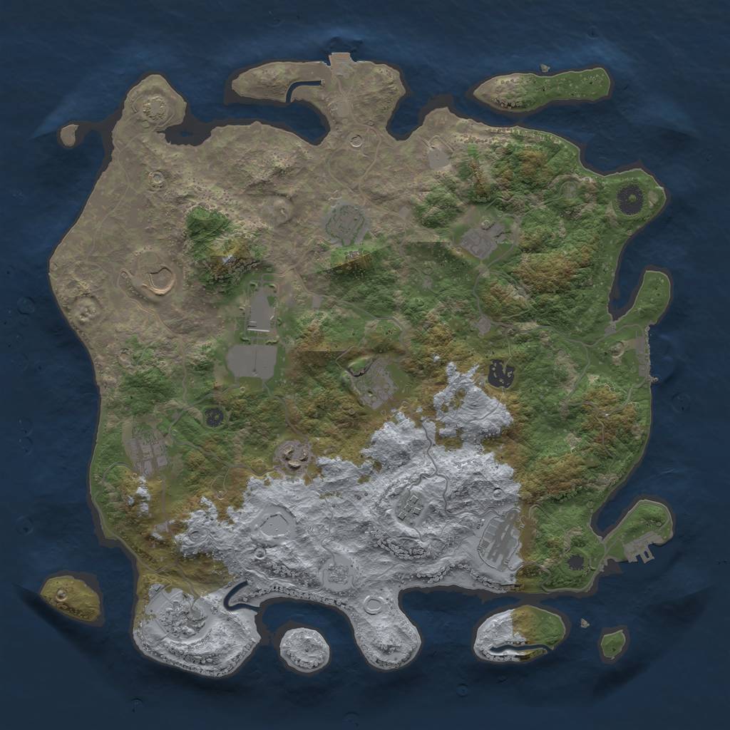 Rust Map: Procedural Map, Size: 3950, Seed: 55300674, 19 Monuments
