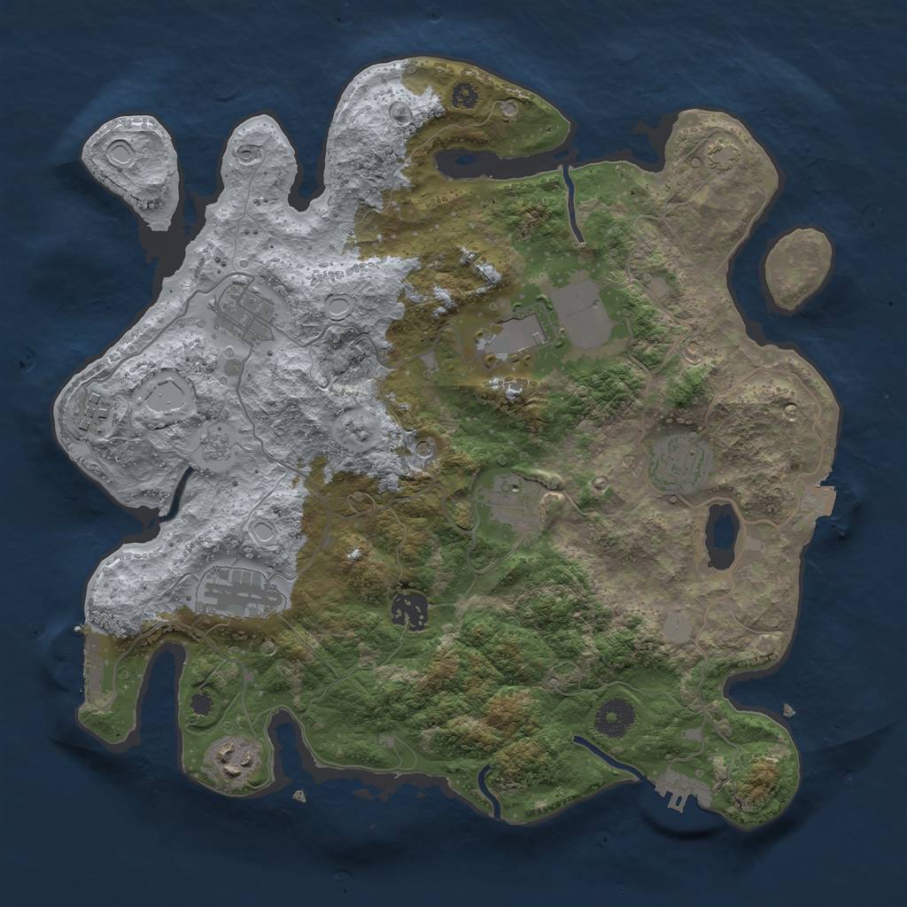 Rust Map: Procedural Map, Size: 3500, Seed: 262384943, 16 Monuments
