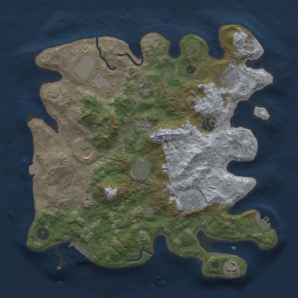 Rust Map: Procedural Map, Size: 3600, Seed: 18983338, 17 Monuments