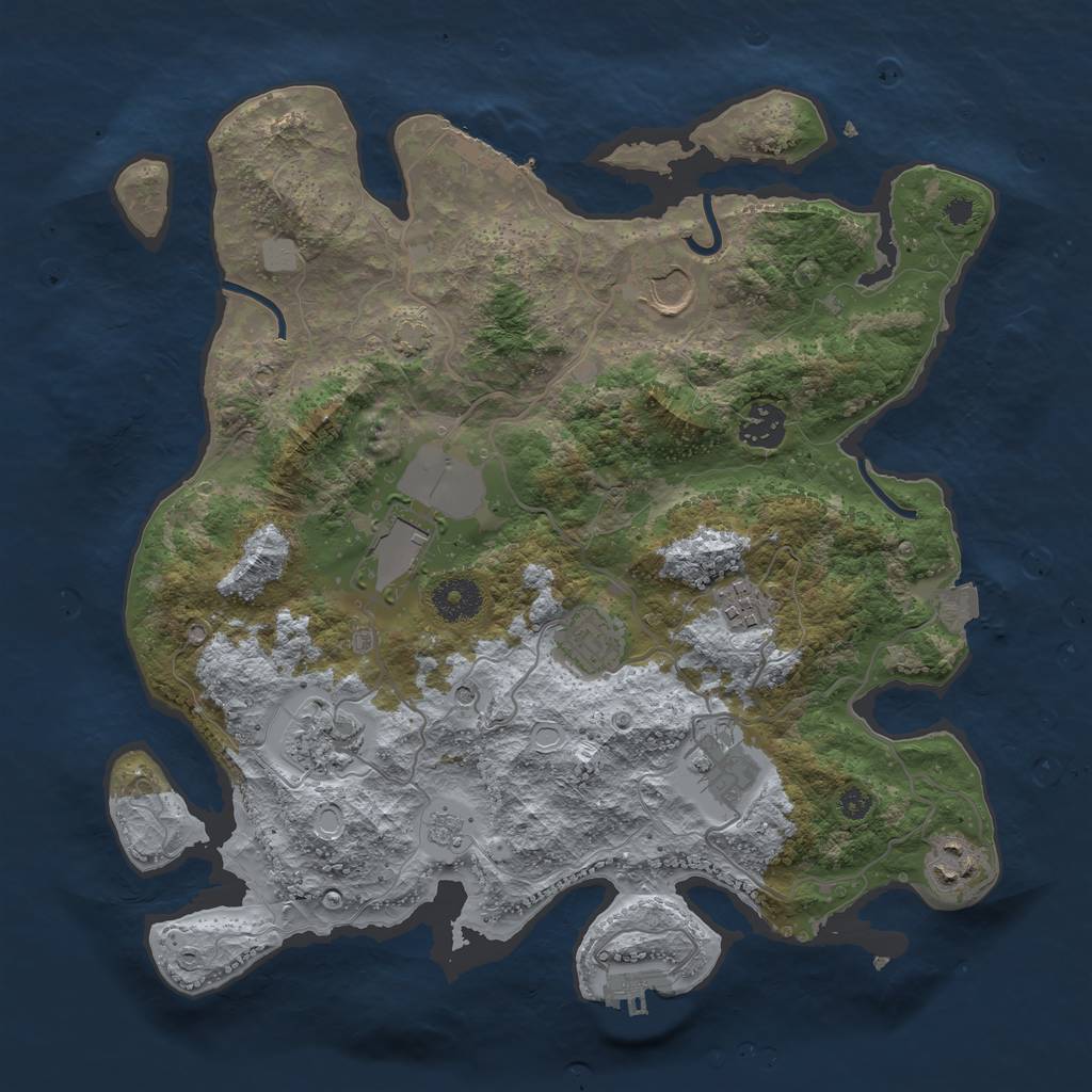Rust Map: Procedural Map, Size: 3500, Seed: 2087774181, 16 Monuments
