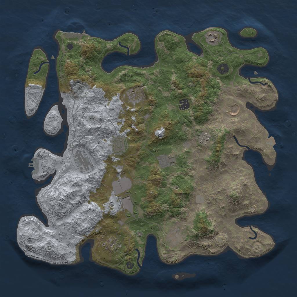 Rust Map: Procedural Map, Size: 3950, Seed: 11721061, 19 Monuments