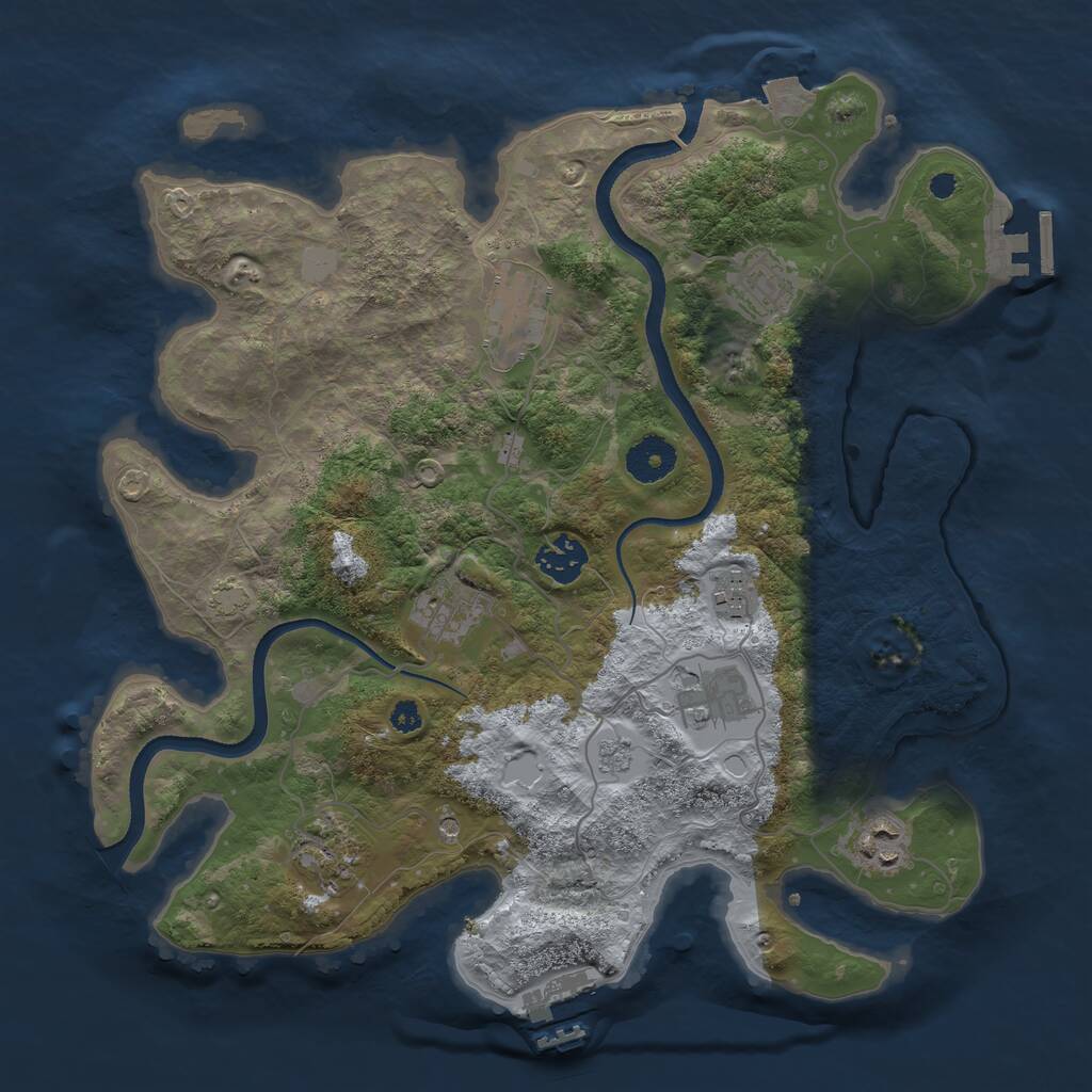 Rust Map: Procedural Map, Size: 3450, Seed: 14651818, 14 Monuments