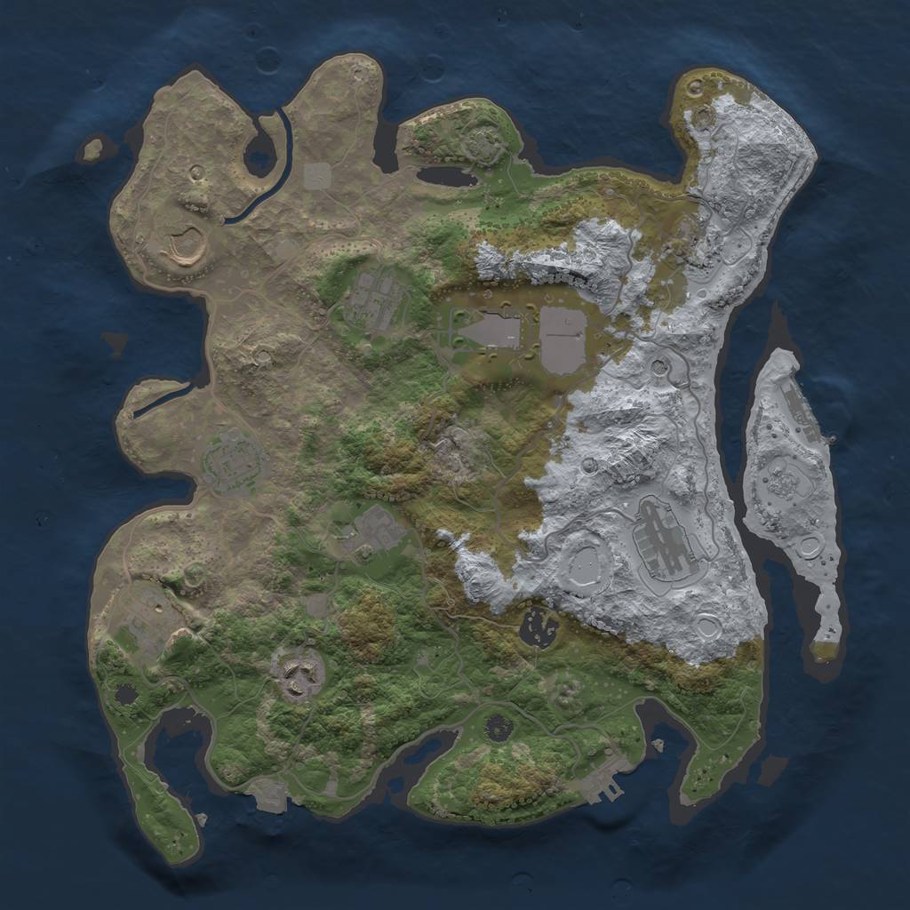 Rust Map: Procedural Map, Size: 3500, Seed: 2322396, 18 Monuments