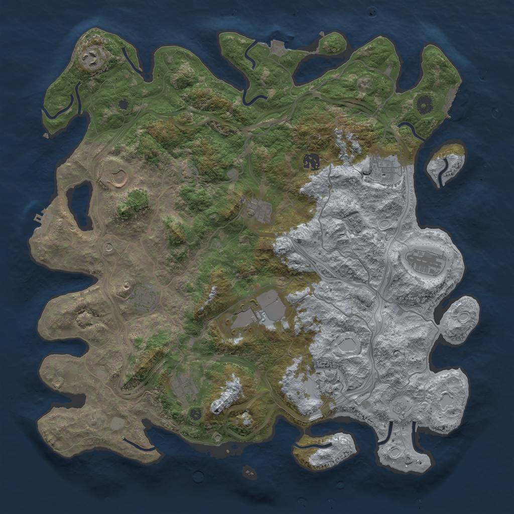Rust Map: Procedural Map, Size: 4400, Seed: 71820557, 19 Monuments
