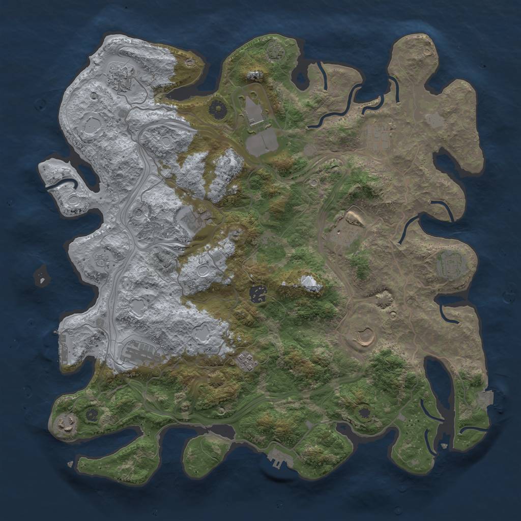 Rust Map: Procedural Map, Size: 4250, Seed: 83742769, 19 Monuments