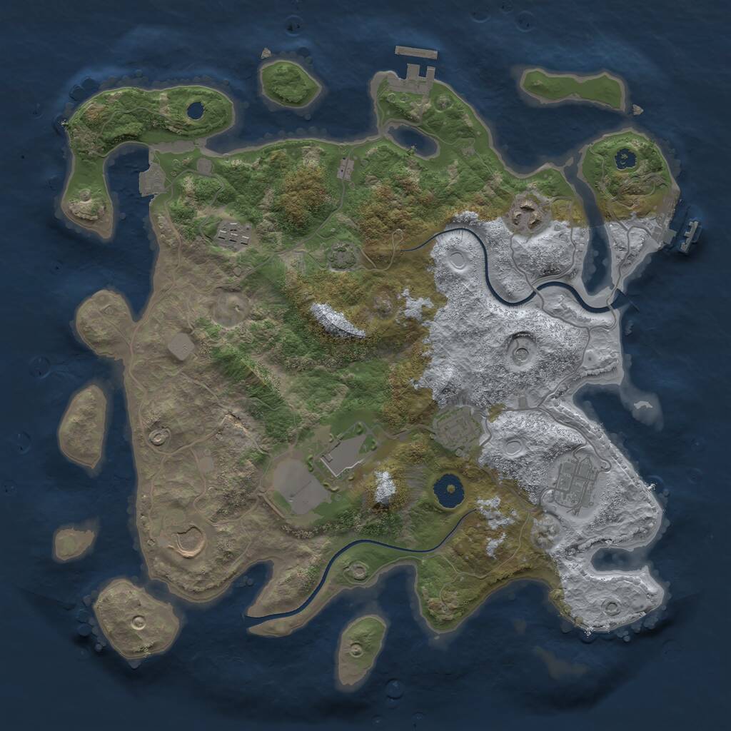 Rust Map: Procedural Map, Size: 3500, Seed: 8404366, 11 Monuments