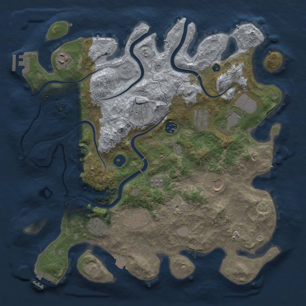 Rust Map: Procedural Map, Size: 3850, Seed: 32176469, 15 Monuments